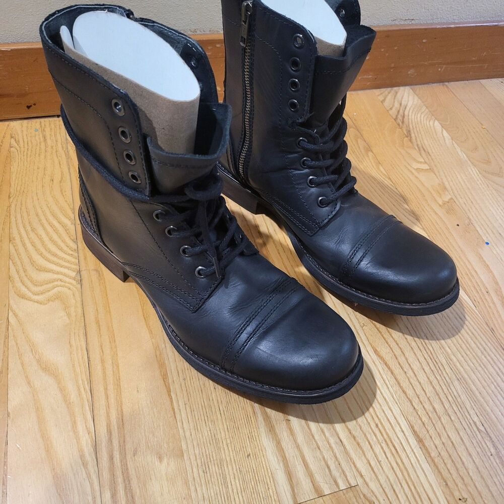 Steve Madden P-Mavrik Mens Black Leather Lace Up Casual Dress Boots Size 7M
